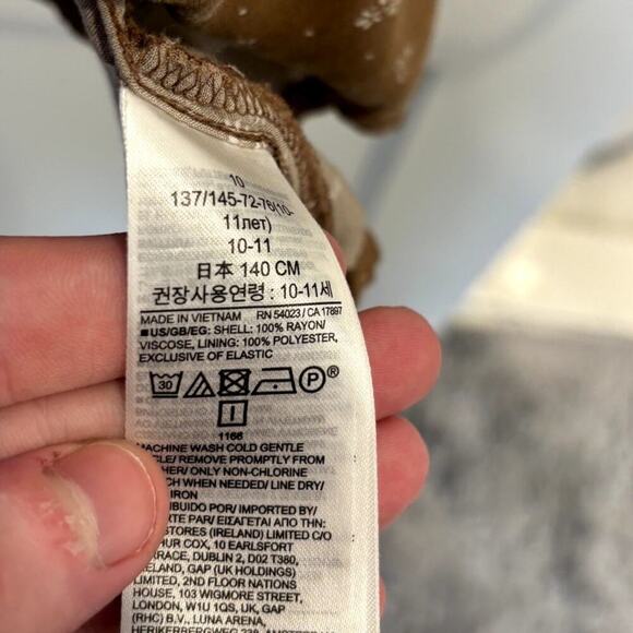 Gap Teen Size 10 Brown Smocked Tank Top with Ditsy Cream Flowers Boho Hippie - Picture 3 of 3